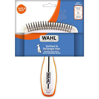 Wahl 2-in-1 Combination Double Row Pet Rake with Hair Shedding Blade - size: 1 Count (Pack of 1)