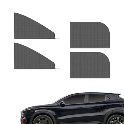 4 PCS Car Side Window Sunshades, Thickened Double-Layer Elastic Mesh Design Foldable Sunshades for Front Rear Side Windows, Decorative Accessories, Suitable for Most Cars, SUVs (Black)
