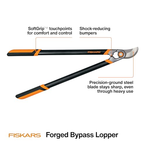 Fiskars 30" Forged Garden Bypass Loppers, 2" Cut Capacity Tree Trimmer | Branch Cutter Tool, Heavy-Duty Steel Blade with Low-Friction Coating, Long Handles for Leverage and Controlled Pruning - style: 30 in