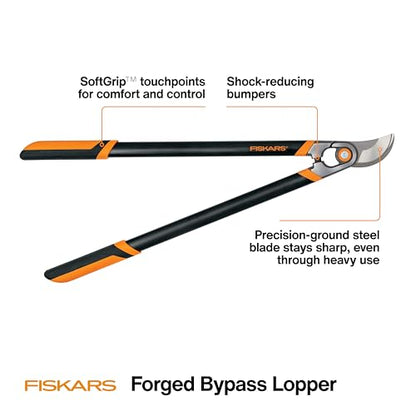 Fiskars 30" Forged Garden Bypass Loppers, 2" Cut Capacity Tree Trimmer | Branch Cutter Tool, Heavy-Duty Steel Blade with Low-Friction Coating, Long Handles for Leverage and Controlled Pruning - style: 30 in