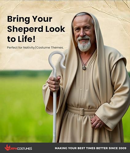 Morph Noveltied Plastic Shepherds Hook Prop Staff Cane Walking Stick - Nativity Play Costume Accessory, 59" - color: White