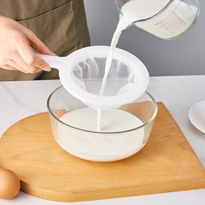 Food Juice Strainer, Yogurt Mesh Sieve, Fine Nylon Mesh Strainer, 100 Mesh Plastic Filter Spoon