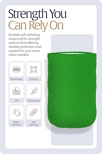 Equinavia 20 Pack Self Adhesive Bandage Wrap, 4 Inch Vet Wrap for Horses - color: Neon Green