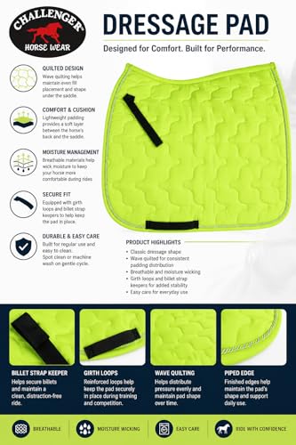 CHALLENGER Horse Saddle Pad English Quilted Contoured Dressage Trail 72TS10