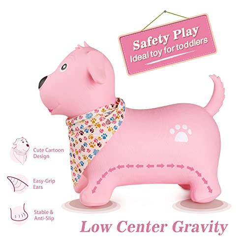 INPANY Bouncy Dog Hopper for Toddlers, Gifts Toy for Kid, Pump Included | Eco-Friendly PVC, Low Center Gravity, Cute Cartoon Design, Load 100 Lbs, Learn & Exercise & Active Fun, Gifts for 1-3 Kids - color: Pink Dog