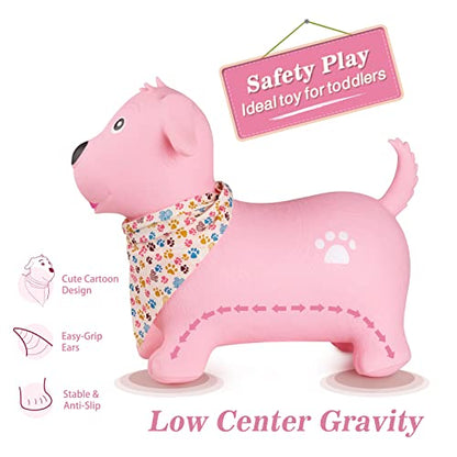 INPANY Bouncy Dog Hopper for Toddlers, Gifts Toy for Kid, Pump Included | Eco-Friendly PVC, Low Center Gravity, Cute Cartoon Design, Load 100 Lbs, Learn & Exercise & Active Fun, Gifts for 1-3 Kids - color: Pink Dog