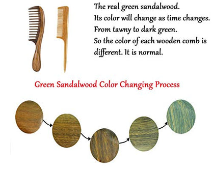 Louise Maelys 2 Pack Wooden Hair Combs, Wide Tooth And Tail Comb - color: Wide tooth + tail comb