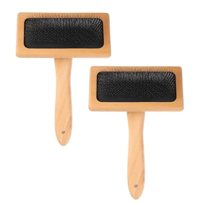 MECCANIXITY 2 Pcs Wool Carder, Hand Carding Brush 2 Large Wooden Pet Grooming Tool for Needle Felting Pet Grooming Weaving Craft Supplies, Black, Wood Color - style: 2 Large