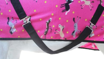 Challenger Horse Polar Fleece Cooler Exercise Blanket Wicks Moisture 43EE01N - color: Pink Pony, size: 80 inches