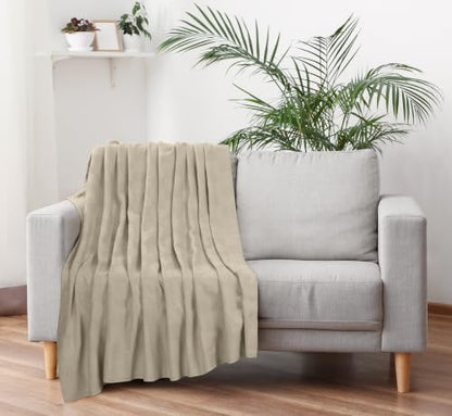 Utopia Bedding 100% Cotton Thermal Blanket Khaki King, 90x108 Inches - color: Khaki, size: King