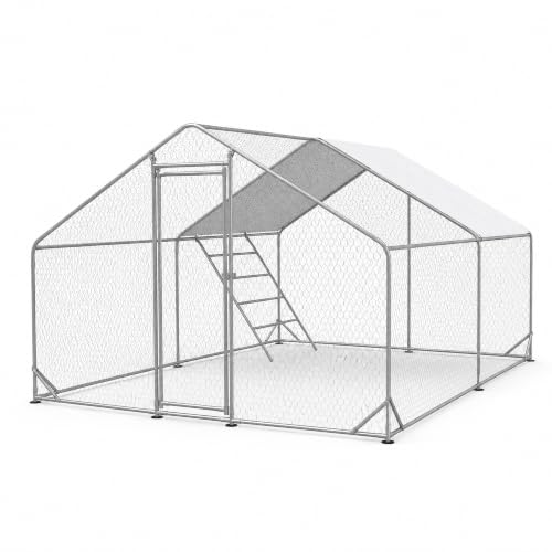13x9.8x6.5 ft Large Metal Chicken Coop Walk-in Chicken Run with Cover - size: 158.0"L x 118.0"W x 80.0"H