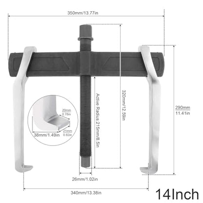 ChgImposs 14 Inch 2-Jaw Gear Puller, Adjustable CR-V Bearing Puller Gears, Removal Tool for External Internal Pulling, Puller Tool Separate Lifting Device - size: 14 INCH