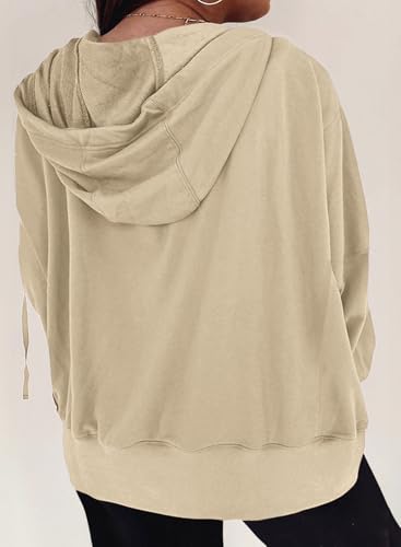 Eytino Women Plus Size Zip Up Hoodie Long Sleeve Oversized Sweatshirts - color: Apricot, size: 4X