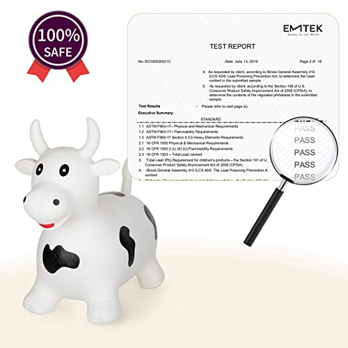 INPANY Bouncy Horse, Cow Hopper for Toddlers, Kid Gifts Toy, Pump Included | Eco-Friendly PVC, Low Center Gravity, Cute Cartoon Design, Load 100 Lbs, Learn & Exercise & Active Fun, Gifts for 1-3 Kids - color: White Bull