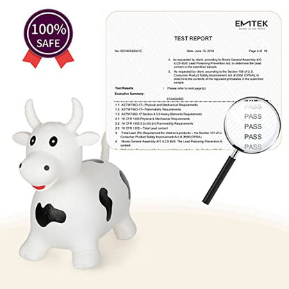 INPANY Bouncy Horse, Cow Hopper for Toddlers, Kid Gifts Toy, Pump Included | Eco-Friendly PVC, Low Center Gravity, Cute Cartoon Design, Load 100 Lbs, Learn & Exercise & Active Fun, Gifts for 1-3 Kids - color: White Bull