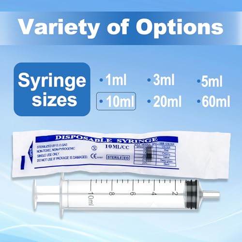 10ml Disposable Luer Slip Syringes Without Needles, 10-Pack - style: 10ml