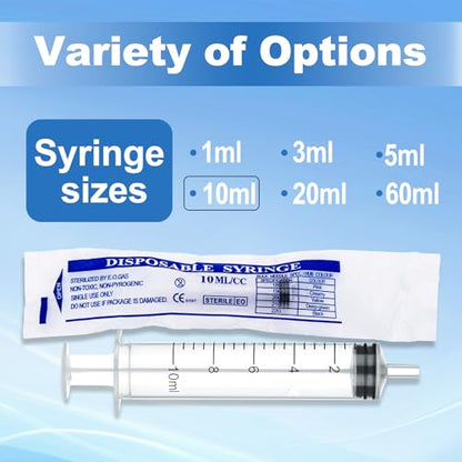 10ml Disposable Luer Slip Syringes Without Needles, 10-Pack - style: 10ml