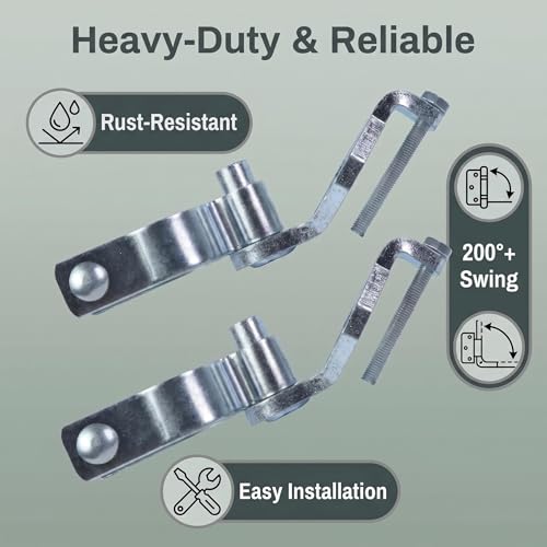 Complete T-Post Gate Hinge Assembly Kit, Galvanized Steel 1-5/8 Inch Chain Link Fence Gate Hinge Pins, Tool-Free Install Hardware for Farm, Garden, Backyard Gates - size: 2Pcs Hinge Pins+2 Pcs 1-5/8 Female Hinges