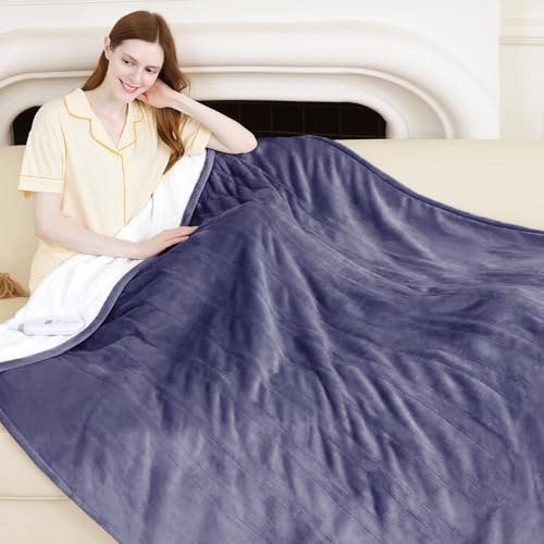 Heated Blanket Throw, Purple Electric Blanket, Gift for Women - color: 01 - Purple, size: Throw - 50" x 60"