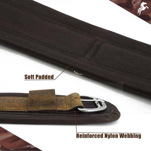 Jeereal Western Horse Cinch,Premium Full-Grain Leather Girths for Horse,Durable Equestrian Equipment - size: 32"
