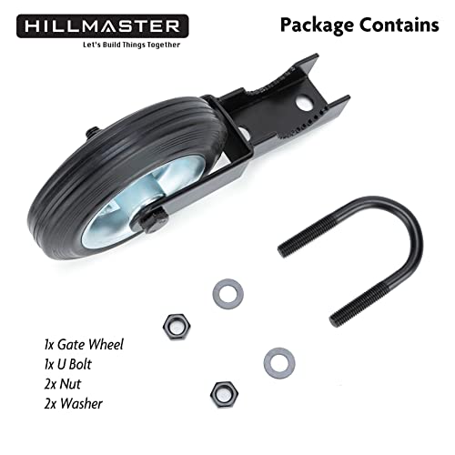 HILLMASTER 6 Inch Gate Wheel Gate Caster Kit with 1-5/8" Thru 2" Gate Frames, Heavy Duty Gate Helper Wheel Gate Support Wheel for Chain Link Fence Swing Gate, Black - size: 1 Pack