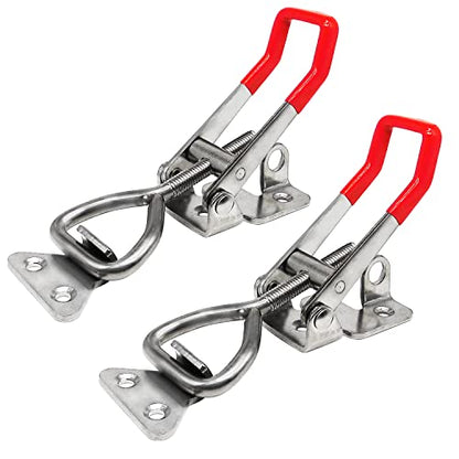 4003 Toggle Latch Clamp, 304 Stainless Steel Adjustable Toggle Latches With Lock Hole, 1320Lbs Holding Capacity Heavy Duty Toggle Clamp for Smoker Lid Jig, ToolBox Case, 2pack