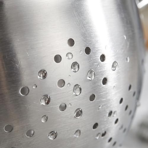 2 Pack Stainless Steel Colander Set with Handles - Heavy-Duty Nesting Strainers (5 Qt, 1 Qt) for Pasta, Rice, Vegetables, Rust-Proof Kitchen Drainer Bowls