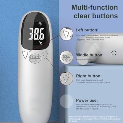 Non Contact Pet Temperature Reader Infrared Pet Health Scanner Quick Check Tool for Cat and Dog Portable Gauge Instant Thermograph for Livestocks Pigs Dogs Cattle Health Cats Indoor Horse