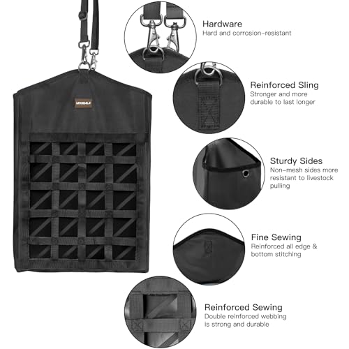 Ultra Slow Feed Horse Hay Bag, Net Front Design, 3 Pack Black - color: 3 Black