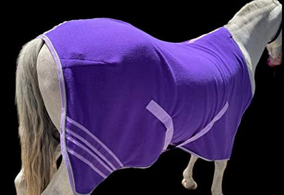 Majestic Ally Anti Pill Fleece Horse Blanket /Sheet with Silver Braided Rope (Purple, 74) - color: Purple, size: 74