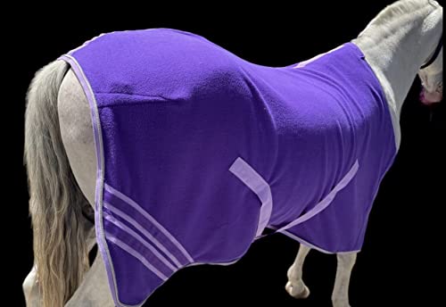 Majestic Ally Anti Pill Fleece Horse Blanket /Sheet with Silver Braided Rope (Purple, 78) - color: Purple, size: 78