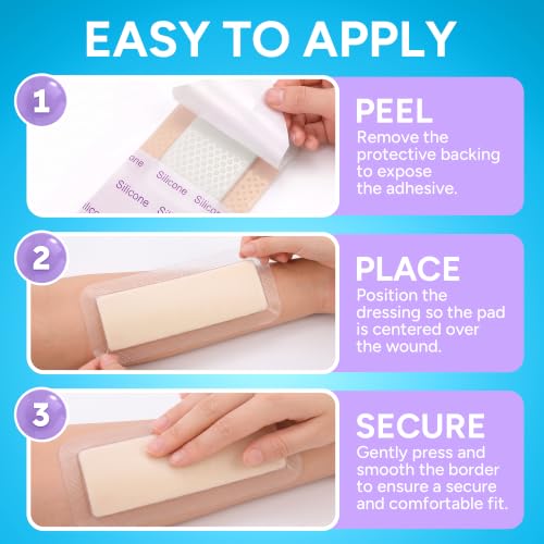 10Pcs Silicone Foam Dressing, 4x12 Bed Sore Bandages | Wound Care FSA&HSA - size: 4x12 10ct