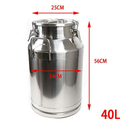 Stainless Steel Milk Can - 40L Wine Pail with Sealed Lid, Ideal for Milk and Wine Storage - size: 40L