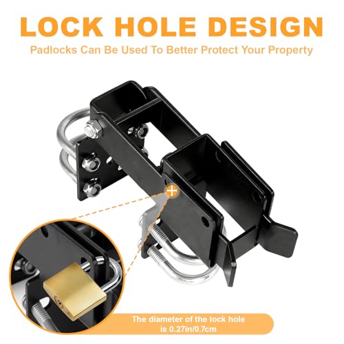 Chain Link Double Gate Latch, Steel Residential Strong Arm Double Gate Latch Chain Link Fence Gate with Convenient Padlock Holes for 1.375" Round Tube Door Frame Metal Door