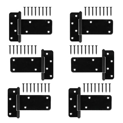 6 Pack 5” Heavy Duty Gate Hinges,260 Lbs Capacity Black Door Hinges | T Gate Hinges, Wrought Hardware for Wooden Fences, Barn Door, Screws Included (5 inches - 6 Pack) -Patent Pending - size: 5 inches - 6 Pack