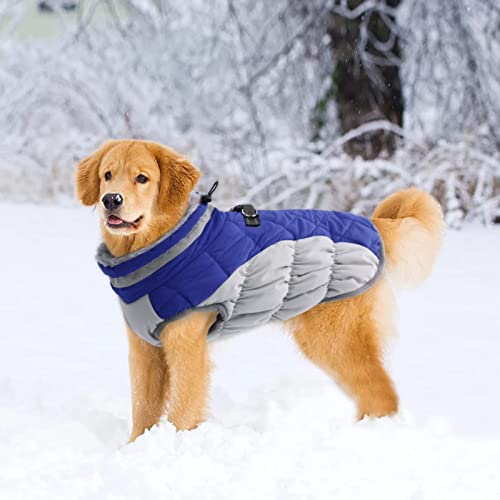 Lelepet Dog Coat Warm Dog Winter Coat Waterproof Dogs Jacket with Harness - color: Blue, size: X-Small