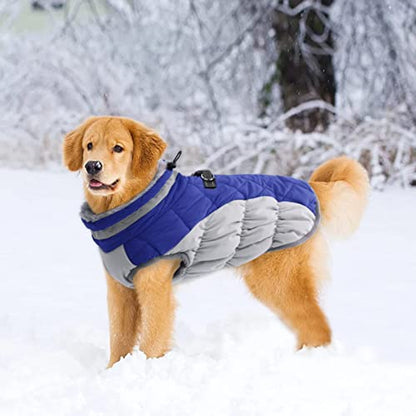 Lelepet Dog Coat Warm Dog Winter Coat Waterproof Dogs Jacket with Harness - color: Blue, size: X-Small