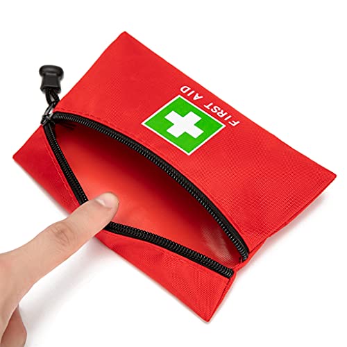 Red Emergency Bag First Aid Small Empty Travel Rescue Pouch First Responder Storage Medicine Pocket Bags for Car Home Office Kitchen (6.3x4.3 12pcs green print) - style: 6.3x4.3inch 12pcs Green Print