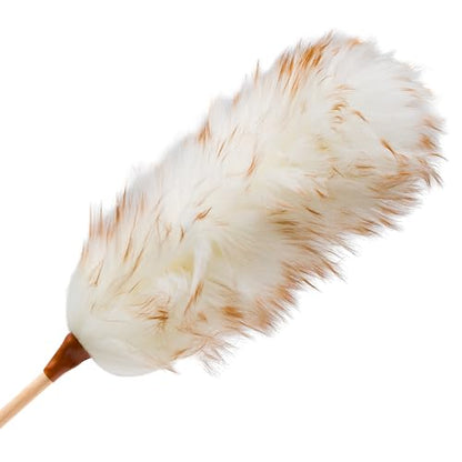 Redecker Lambswool Duster, Natural Magnet for Dust and Fine Particles, Cleans Without Scratching, Untreated Lambswool and Untreated Wooden Handle, 27-1/2 inches, Made in Belgium - size: 27-1/2-Inches