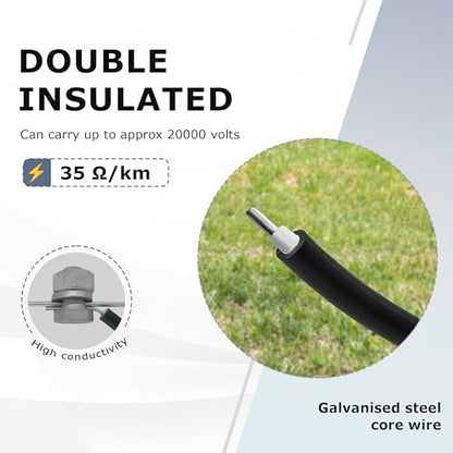12 ½ Gauge Eeletric Fence Double Insulated Underground Wire, 2.5mm Underground Hard Cable, Direct Burial Electric Fence Wire, 164ft - size: 164 Ft