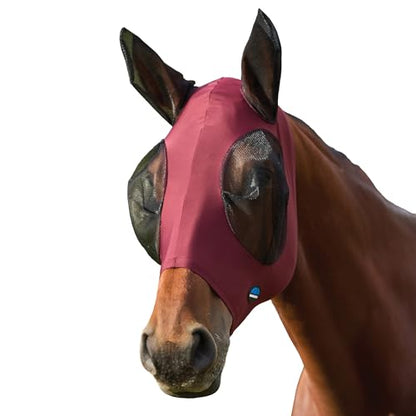 WeatherBeeta ComFiTec Stretch Fly Mask with Ears, Burgundy/Black, Medium - color: Burgundy/Black, size: M