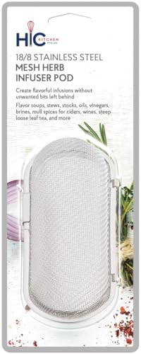 HIC Kitchen Herb Infuser Pod, 18/8 Stainless Steel Mesh, For Herbs, Spices, and Loose Teas - color: Infuser Pod, size: Single