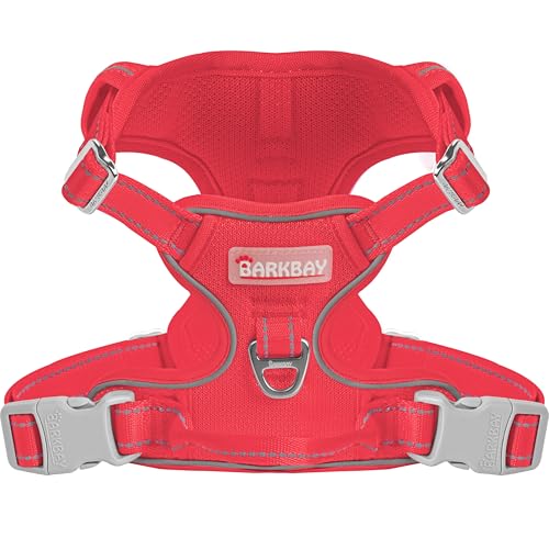 BARKBAY Dog Harness for Small Sized Dog No Pull Mesh 2 Clips Dog Vest - color: Red-Mesh, size: X-Small