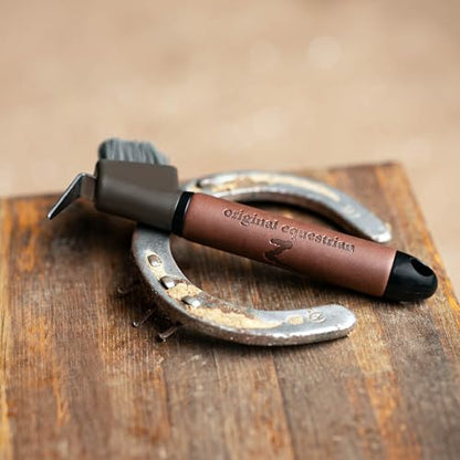 Horze Maddox Leather Handle Hoof Pick - Dark Brown - One Size