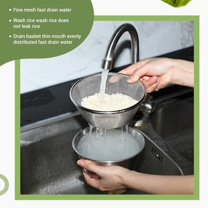 Baderke Mini Colander Strainer, 6.3 x 2.76 Inches, Round, 2 Pcs - color: Silver, size: 6.3 x 2.76 Inches