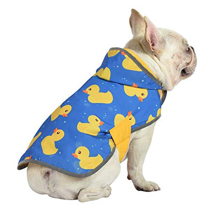 HDE 2-in-1 Reversible Dog Raincoat Hooded Poncho Rain Jacket YLW Duck M - color: Ducks / Yellow, size: Medium
