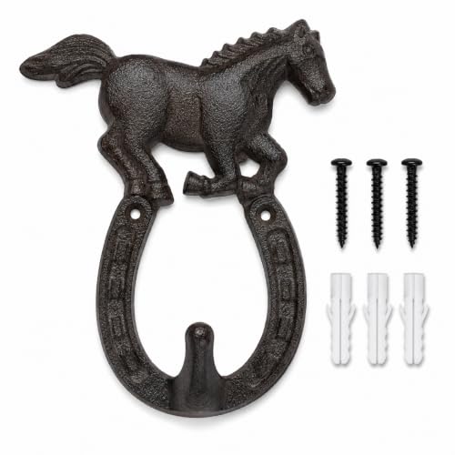 Comfy Hour 9.5 Inch Horseshoe Wall Hook, Running Horse Key Holder