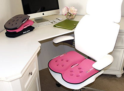 GSeat Ultra Large Gel and Foam Coccyx Seat Cushion for Back Pain Relief, Sciatica, Low Back, Tailbone-Pain, Pressure Relief, Seat Pad for Office, Home, Driving, Meditation Anywhere You Sit (Pink) - color: Pink