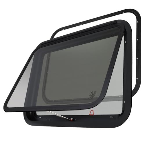 RV Exit Windows,30"W x 22"H RV Emergency Exit Windows for Cargo Trailer | Camper Cargo Trailer Window Replacement w/Net Screen and Trim Ring,Fit 1" or 1-1/2" Thick Wall,Allow Error 1/16”,DOT Approved - size: 30"W x 22"H