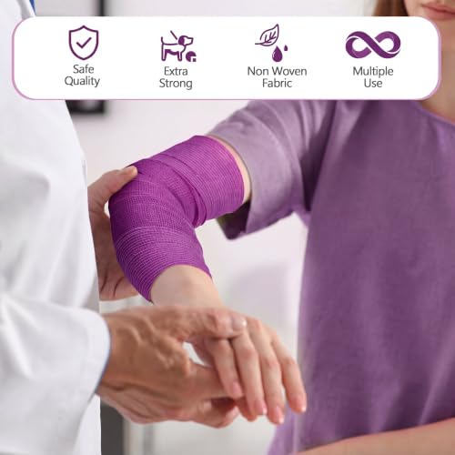 Treela 64 Pack Cohesive Bandage 2" X 5 Yards, Self Adhesive Vet Wrap - color: Purple, size: 2 Inch X 5 Yard